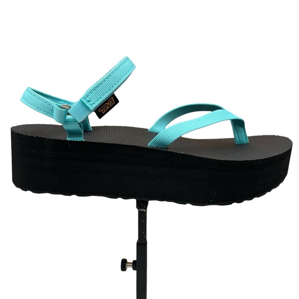Teva Flatform Womens Slim Platform Thong Sandals Size 9 Bright Teal/Black